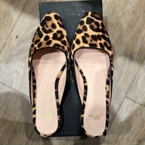 J.CREW HAIRCALF SIMPLE MULE FLAT SIZE 9 IN RICH MAHOGANY